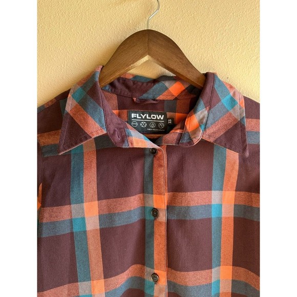 Flylow Women's Multicolor Plaid Button Up Collared Long Sleeve Shirt - XS - Picture 3 of 9